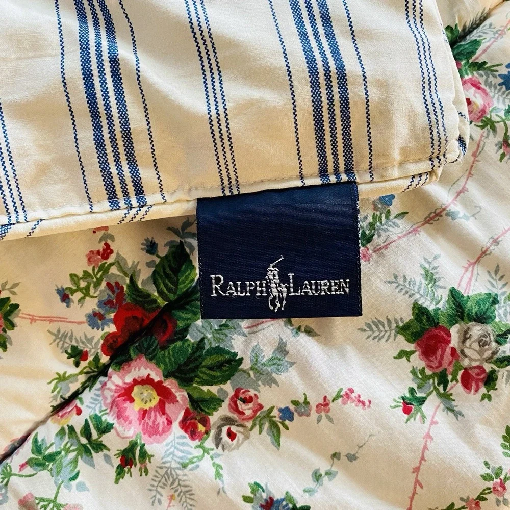 Vintage Ralph Lauren RARE Blaine Queen Size Comforter White Floral Cottage-Core